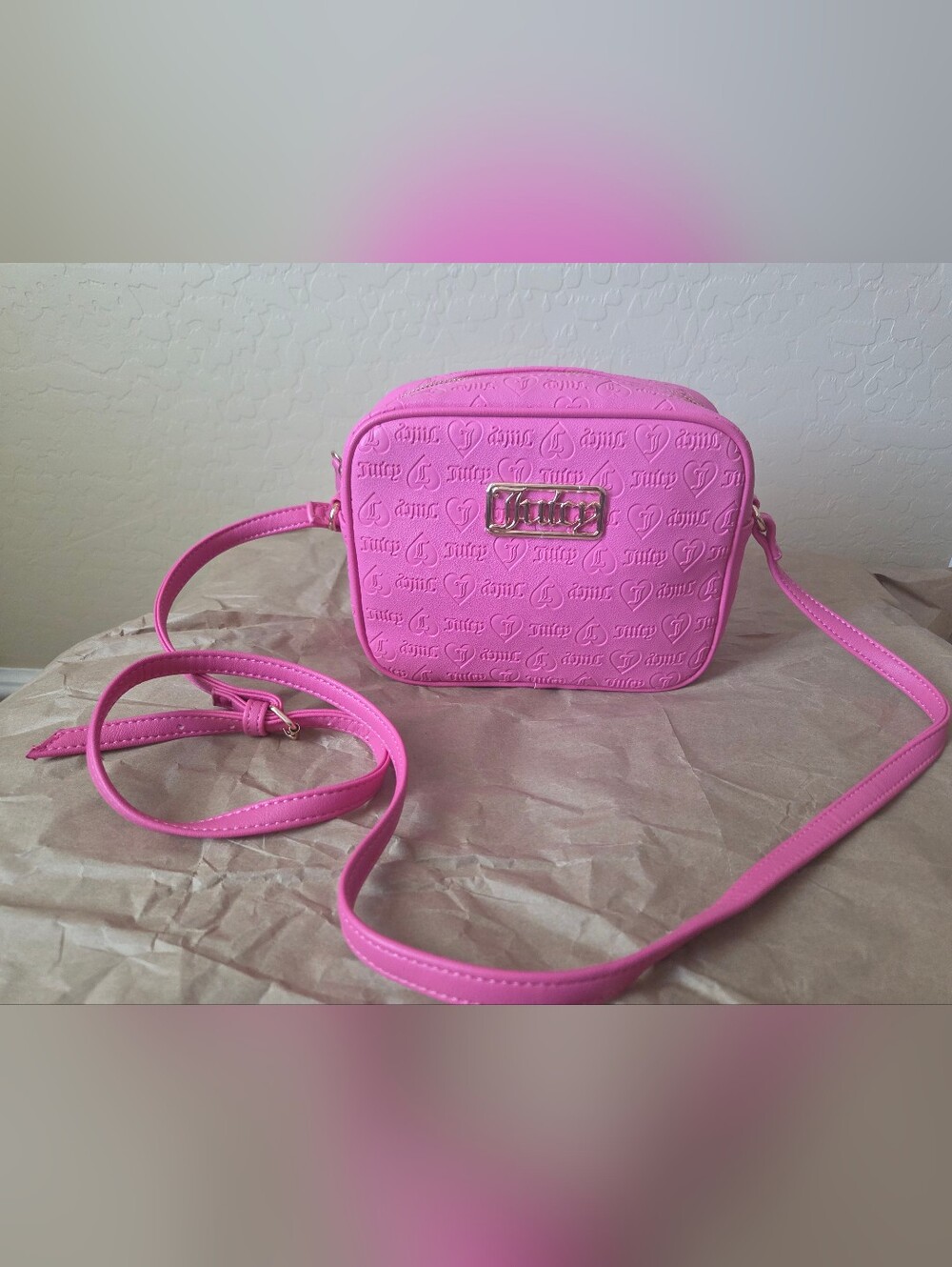 Juicy Couture Pink Embossed Crossbody Bag